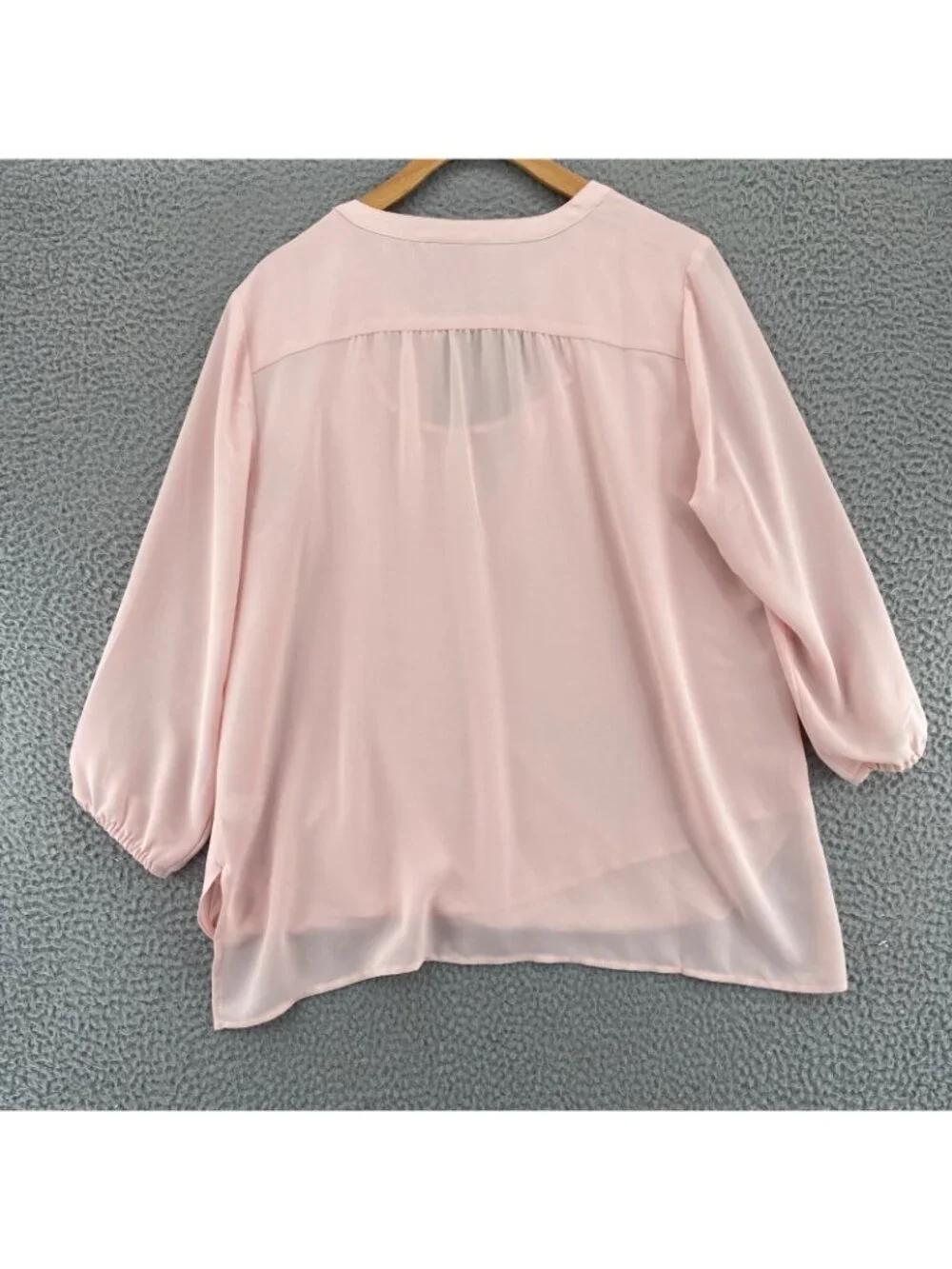 J Jill Top Women Medium Wearever Pink 3/4 Balloon Sleeve Layered Surplice Blouse